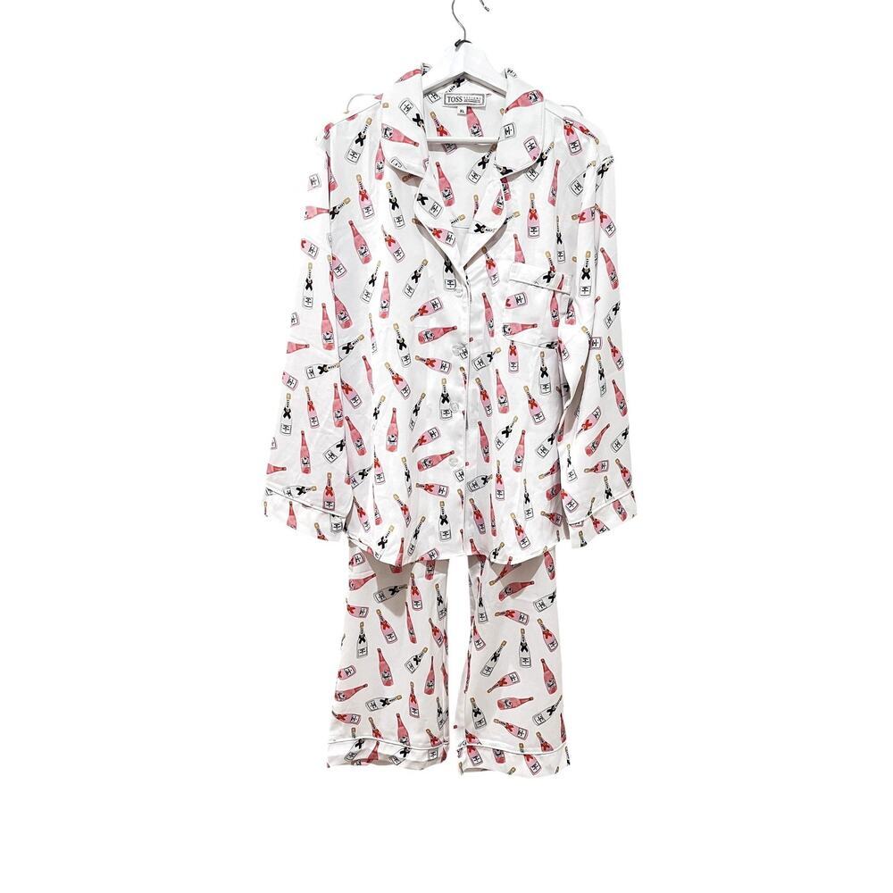 NWOT Toss Designs 2PC Pajama Set Womens XL Cream Champagne Print Tencel